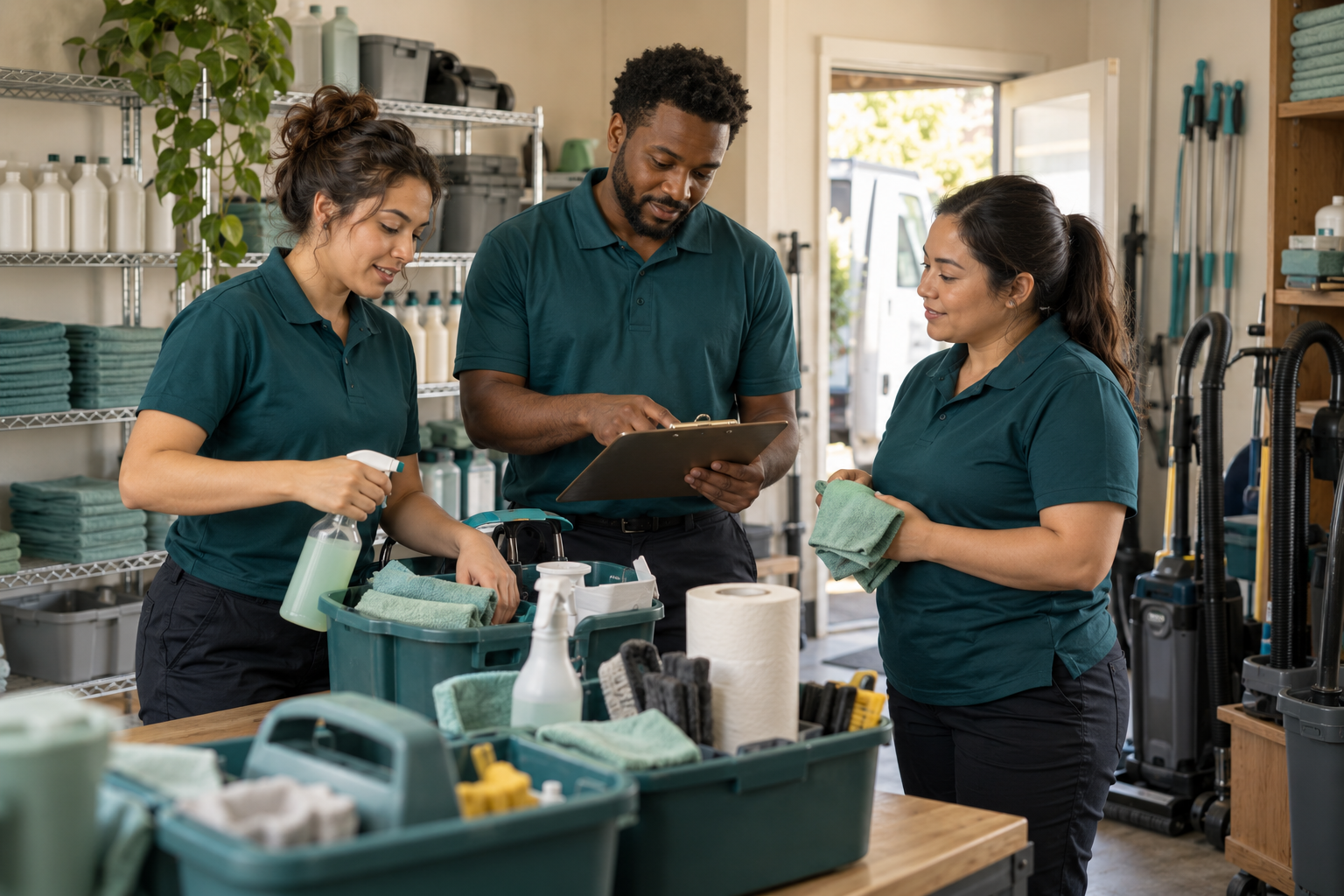 Professional commercial and residential cleaning team